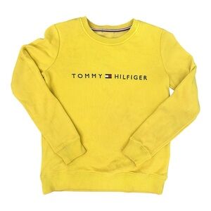 Vintage Tommy Hilfiger Crewneck Sweatshirt Yellow Logo XS Y2k 90s